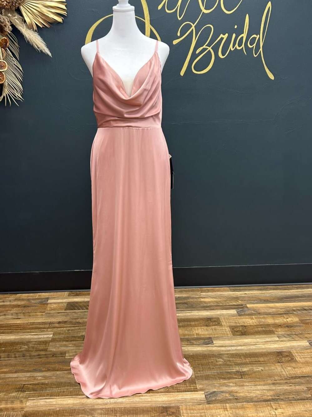 New LaDivine by Cinderella Divine 7487 Tie Back Cowl Neck Bridesmaid Dress